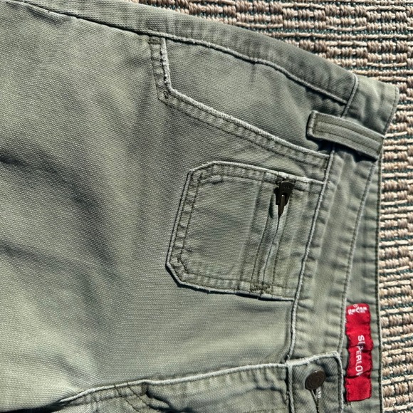 Levis Superlow Flare Pants Olive Green Y2K Low Rise Cotton Womens Size 7M 2000s - Picture 5 of 9